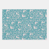 Nordic Reindeer Floral | Blush on Teal Christmas P Inpakpapier Vel (Voorkant 2)