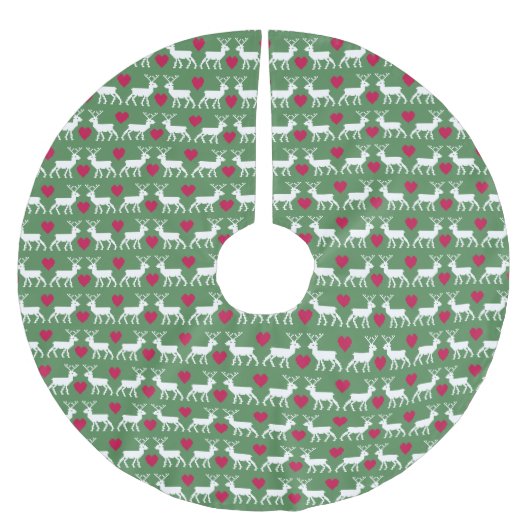 Nordic Reindeer & Hearts Pattern Kerstboom Rok (Voorkant)