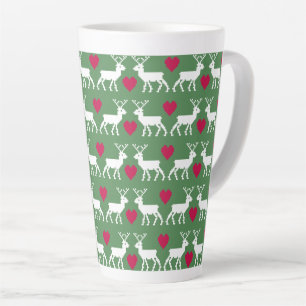 Nordic Reindeer & Hearts Pattern Latte Mok