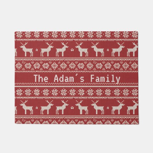 Nordic Reindeer Knit Pattern Personalized  Deurmat (Voorkant)