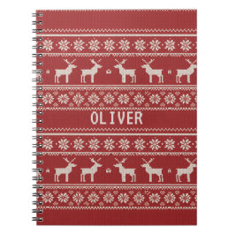 Nordic Reindeer Knit Pattern Personalized  Notitieboek