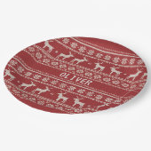 Nordic Reindeer Knit Pattern Personalized Papieren Bordje (Gekanteld)