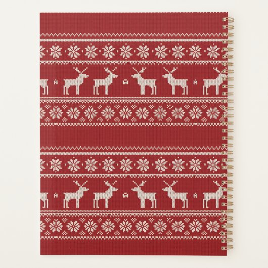 Nordic Reindeer Knit Pattern Personalized Planner (Achterkant)
