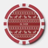 Nordic Reindeer Knit Pattern Personalized  Poker Chips (Voorkant)