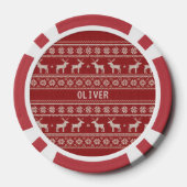 Nordic Reindeer Knit Pattern Personalized  Poker Chips (Achterkant)