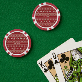 Nordic Reindeer Knit Pattern Personalized  Poker Chips