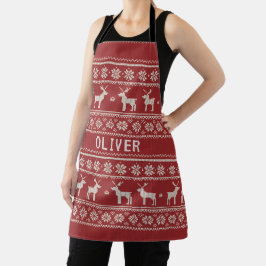 Nordic Reindeer Knit Pattern Personalized  Schort