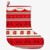 Nordic Reindeer Pattern Personalized Grote Kerstsok (Voorkant)