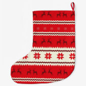 Nordic Reindeer Pattern Personalized Grote Kerstsok (Achterkant)