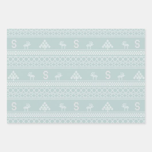 Nordic Reindeer Pattern Wrapping Paper Sheets (Voorkant 3)