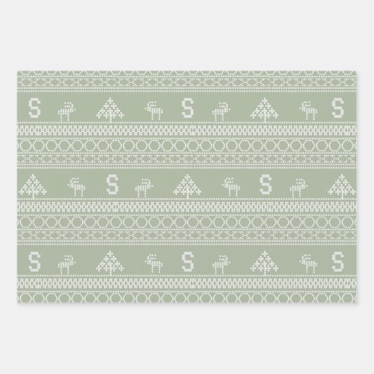 Nordic Reindeer Pattern Wrapping Paper Sheets (Voorkant 2)