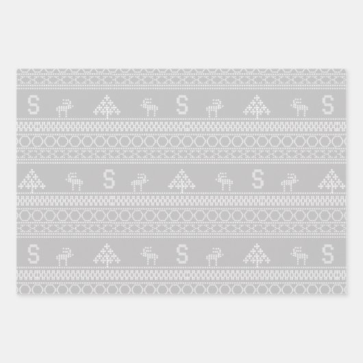 Nordic Reindeer Pattern Wrapping Paper Sheets (Voorkant)