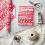 Nordic Rendier Lelijke Kersttrui Party Cadeaupapier<br><div class="desc">Nordic Reindeer Ugly Christmas Sweater Party uitnodigingen. Vrolijke kerst rood en wit plakkerige Sweater vakantie Party gunsten. Grappige lelijke kersttrui vakantie feestdecoraties.</div>