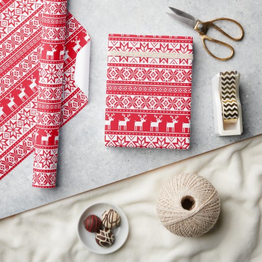 Nordic Rendier Lelijke Kersttrui Party Cadeaupapier (Crafts)