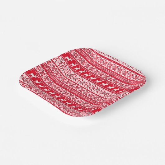 Nordic Rendier Lelijke Kersttrui Party Papieren Bordje (Gebogen)