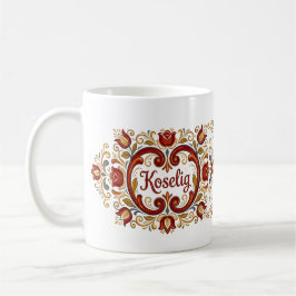 Nordic Rosemaling Mug, “Koselig” Scandinavian Desi Koffiemok