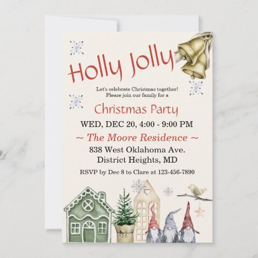 Nordic rustieke Waterverf kerstfeest Kaart (Voorkant)