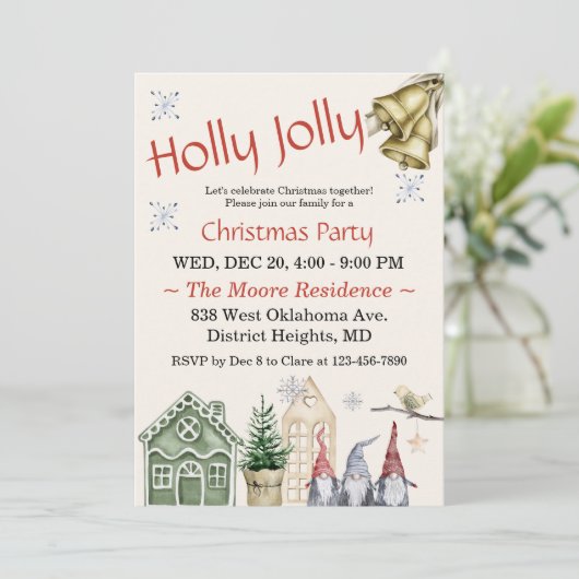 Nordic rustieke Waterverf kerstfeest Kaart (Staand voorkant)