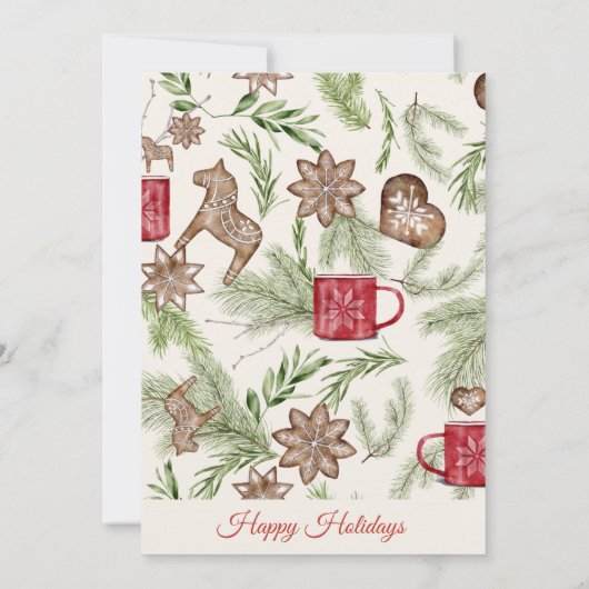 Nordic rustieke Waterverf kerstfeest Kaart (Achterkant)