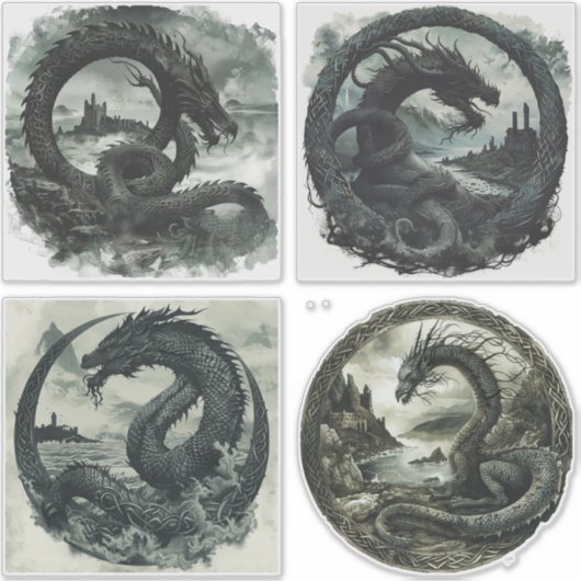 Nordic Samhain Sticker Set - Dragon Design (Voorkant)