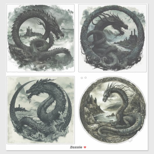 Nordic Samhain Sticker Set - Dragon Design (Vel)