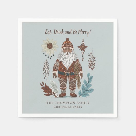 Nordic Santa Eat Drink Be Merry Christmas Servet (Voorkant)
