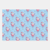Nordic Santa en Dieren Patroon op Blauw Inpakpapier Vel (Voorkant 2)