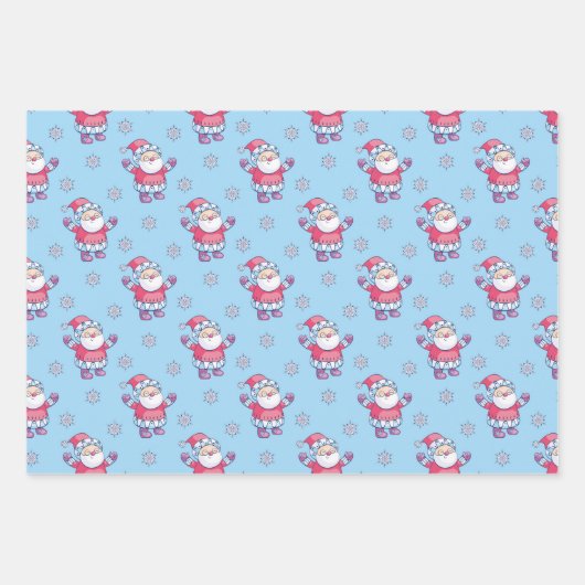 Nordic Santa en Dieren Patroon op Blauw Inpakpapier Vel (Voorkant 2)