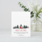 Nordic Scandi Minimal White Red Hut Snow Christmas Feestdagenkaart (Staand voorkant)