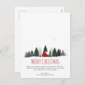 Nordic Scandi Minimal White Red Hut Snow Christmas Feestdagenkaart (Voorkant / Achterkant)
