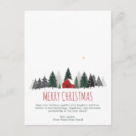 Nordic Scandi Minimal White Red Hut Snow Christmas Feestdagenkaart