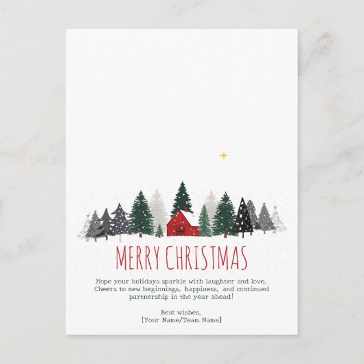 Nordic Scandi Minimal White Red Hut Snow Christmas Feestdagenkaart (Voorkant)