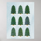 Nordic Scandinavian Geometric Christmas Trees Poster (Voorkant)