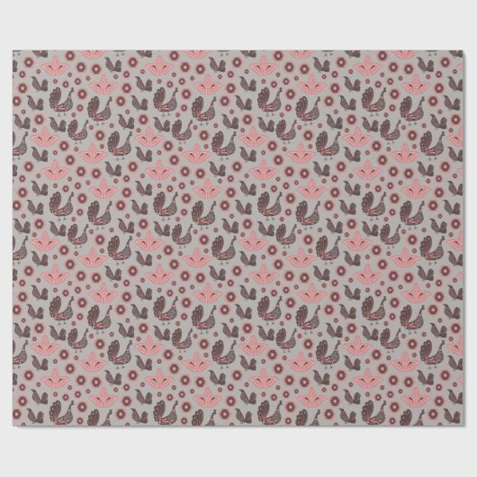 Nordic Scandinavian Patterns grijs en roze Cadeaupapier (Vlak)