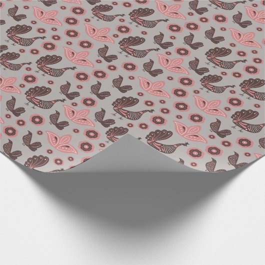 Nordic Scandinavian Patterns grijs en roze Cadeaupapier (Hoek)