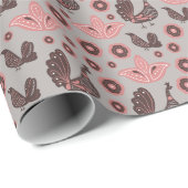 Nordic Scandinavian Patterns grijs en roze Cadeaupapier (Rol Hoek)