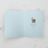 Nordic ski lodge schaatsen Kerstmis Feestdagen Kaart (Binnen)