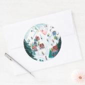 Nordic ski lodge schaatsen Kerstmis Ronde Sticker (Envelop)
