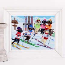 Nordic Skiing Labradors Artwork
