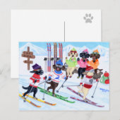 Nordic Skiing Labradors Painting Briefkaart (Voorkant / Achterkant)