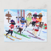 Nordic Skiing Labradors Painting Briefkaart (Voorkant)