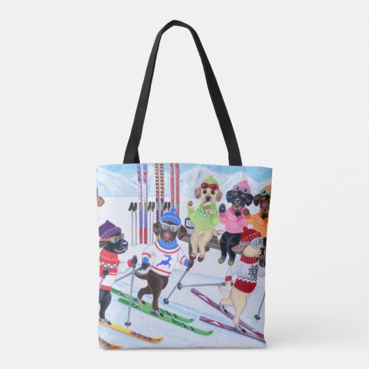 Nordic Skiing Labradors Painting Tote Bag (Achterkant)