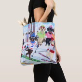 Nordic Skiing Labradors Painting Tote Bag (Dichtbij)