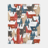 Nordic Snow Winter Town Pattern Fleece Deken (Voorkant)