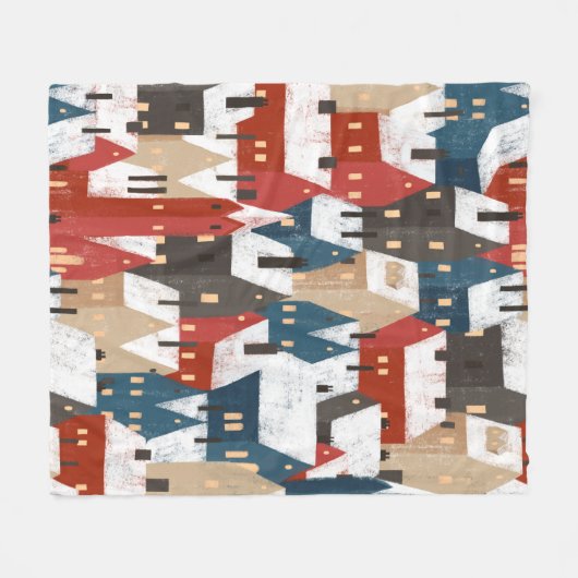 Nordic Snow Winter Town Pattern Fleece Deken (Voorkant (Horizontaal))