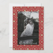 Nordic Snowflake Elegant Red 1 Foto Trendy Feestdagenkaart (Voorkant)