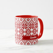 Nordic Snowflake Pattern Custom Name Kersttern Mok (Voorkant rechts)