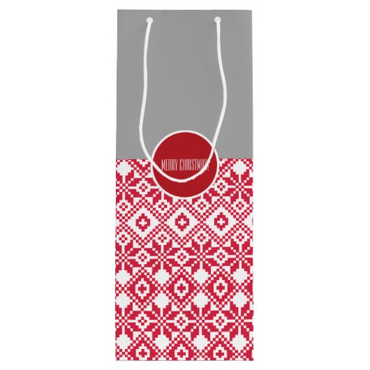 Nordic Snowflake Pattern Custom Name Kersttern Wijn Cadeautas (Achterkant)