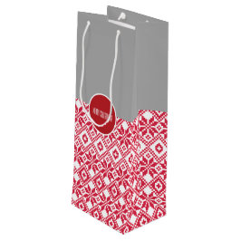 Nordic Snowflake Pattern Custom Name Kersttern Wijn Cadeautas