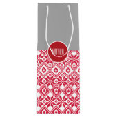 Nordic Snowflake Pattern Custom Name Kersttern Wijn Cadeautas (Voorkant)